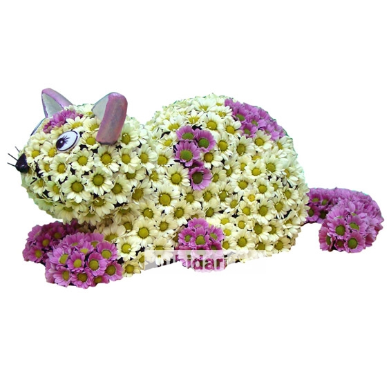 Игрушка из цветов кошка